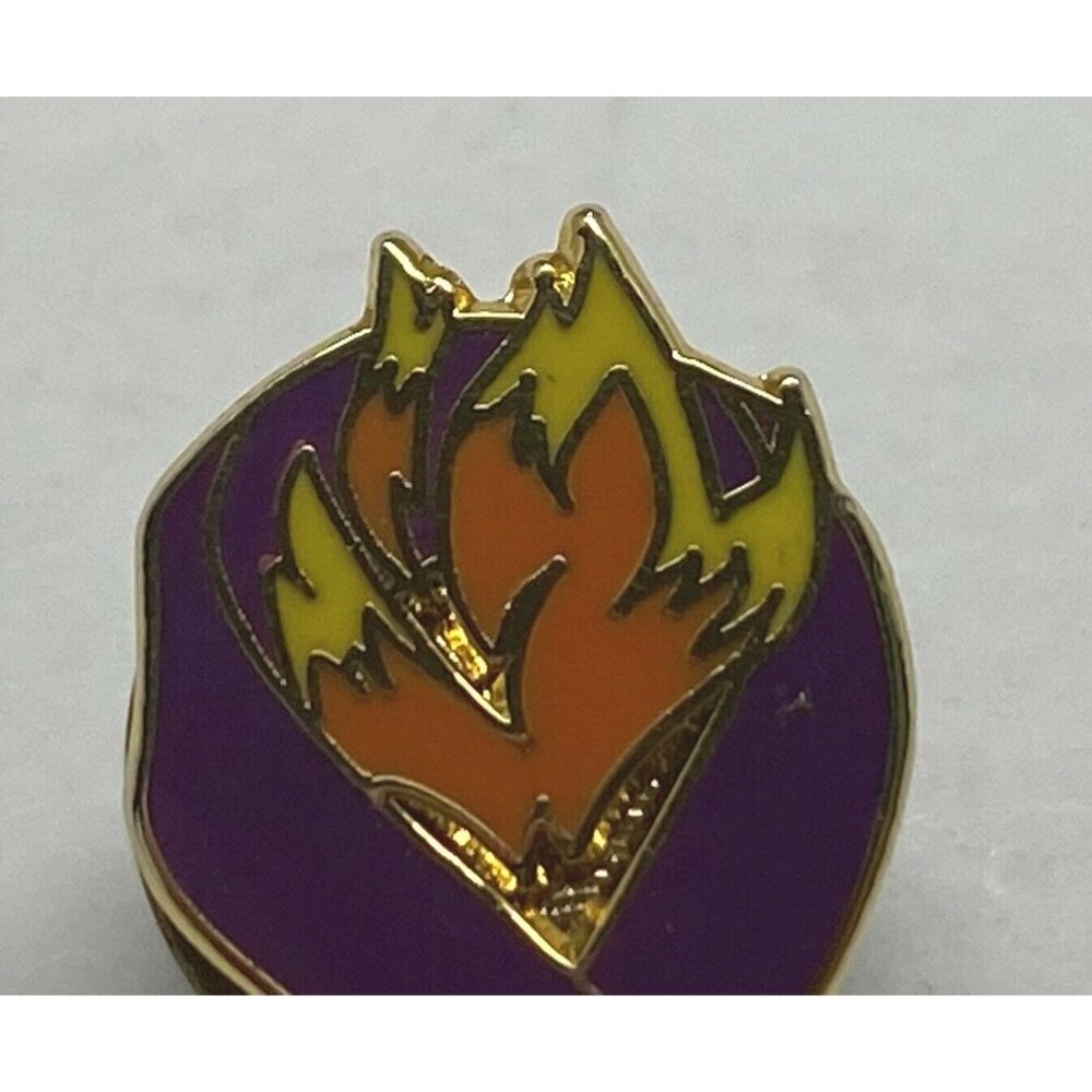 Wildland Firefighter Foundation Enamle Pin Purple Ribbon with Flames Lapel Hat - Picture 7 of 7